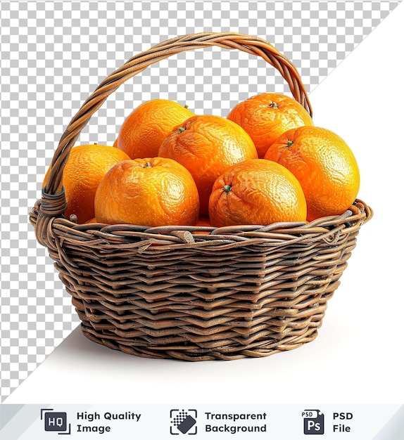 transparent psd picture basket of oranges isolated on transparent background