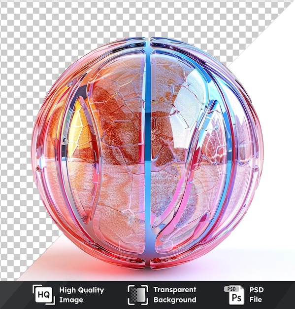 PSD transparent psd picture of basketball ball with red and white shadow on transparent background