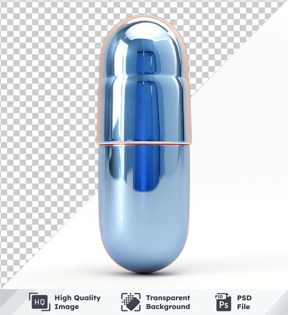 transparent psd picture blue capsule medicine pill mockup on a isolated background