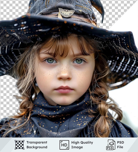 PSD transparent psd picture child in a witch costume isolated on transparent background