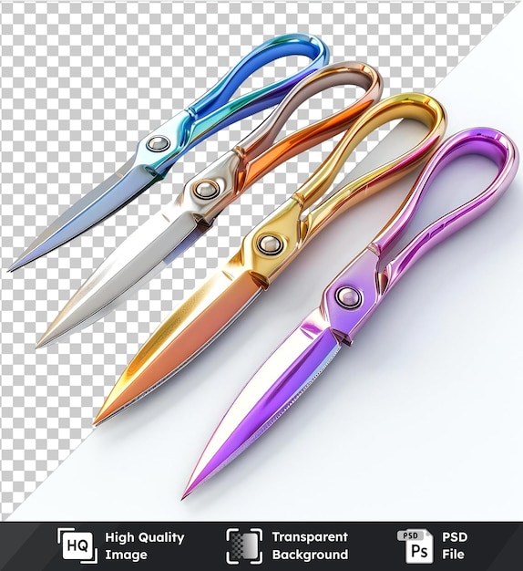 Transparent psd picture of colored cutters and scissors on a background