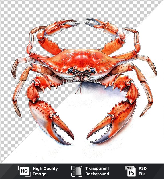 PSD transparent psd picture crab hand drawn watercolor illustration isolated on isolated background