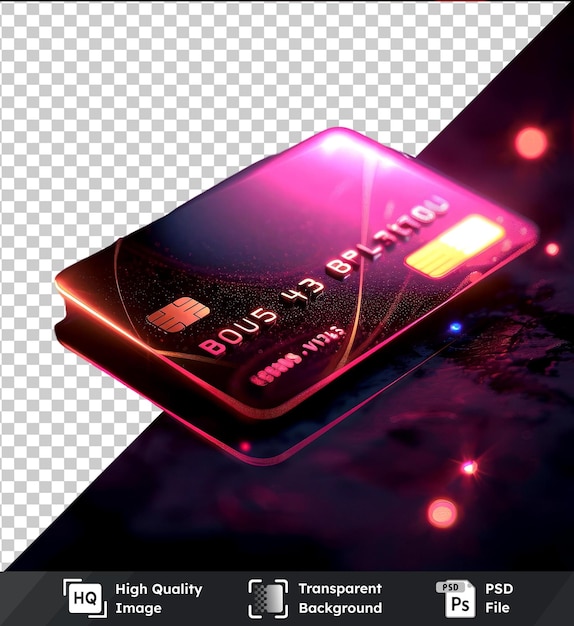 PSD transparent psd picture credit card mockup on a dark background