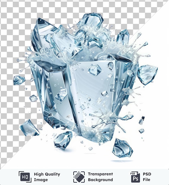 transparent psd picture crystal shard burst vector symbol ice splinters in the air