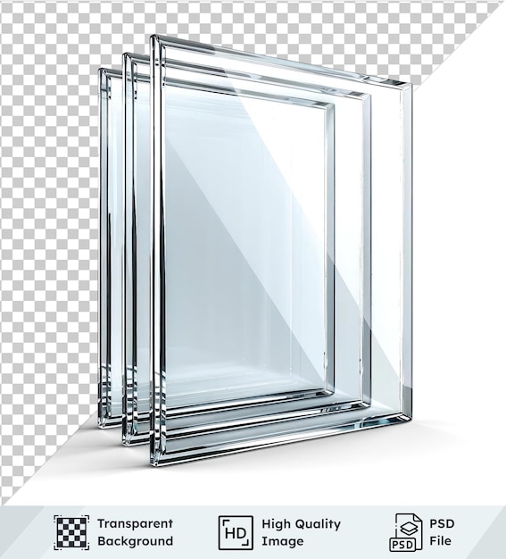 PSD transparent psd picture of glass panels isolated on transparent background with a white shadow in