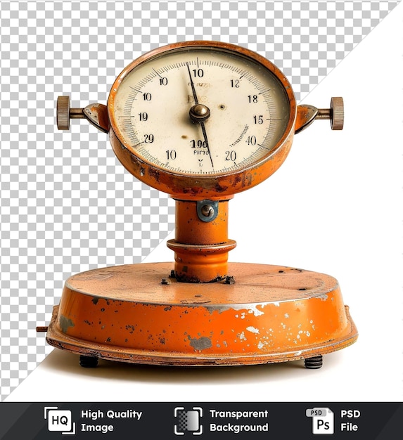 PSD transparent psd picture of a highquality kitchen clock on orange base with black details