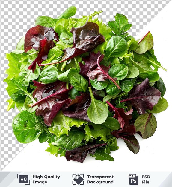 PSD transparent psd picture hyperealistic high quality mixed greens on a isolated background