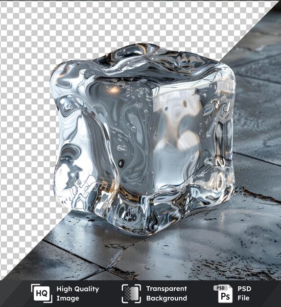 transparent psd picture ice cube on the sidewalk