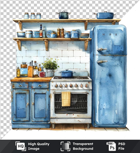 PSD transparent psd picture of a kitchen set on isolated background