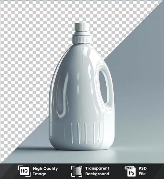 Transparent psd picture of a liquid starch bottle on gray and white background