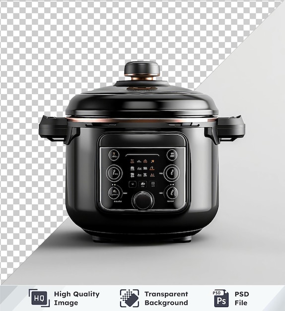 PSD transparent psd picture of multi cooker and pressure cooker with black shadow silver and black