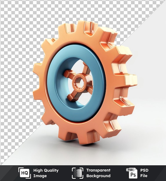 PSD transparent psd picture of orange gear with blue hole