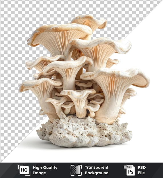 transparent psd picture oyster mushroom clusters isolated on transparent background