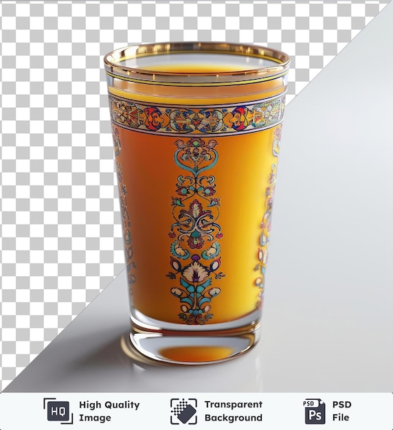 transparent psd picture ramadan traditional juice glass on a transparent background with a dark shadow in the background