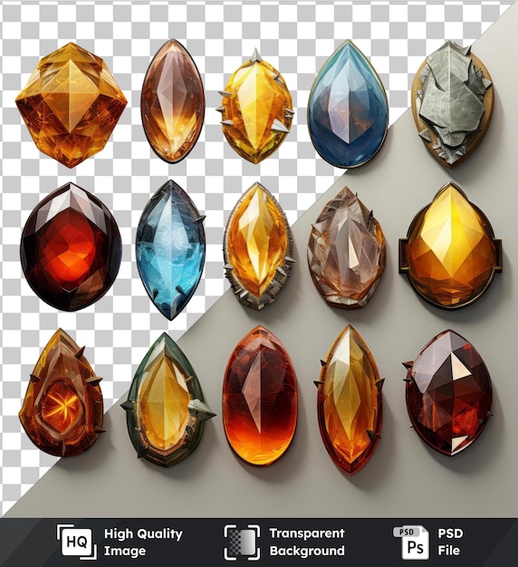 Transparent PSD picture realistic photographic Jewelry maker_s gemstones