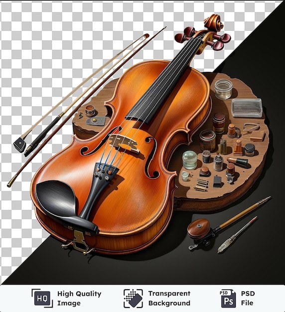 Transparent PSD picture realistic photographic Luthier_s violin in making