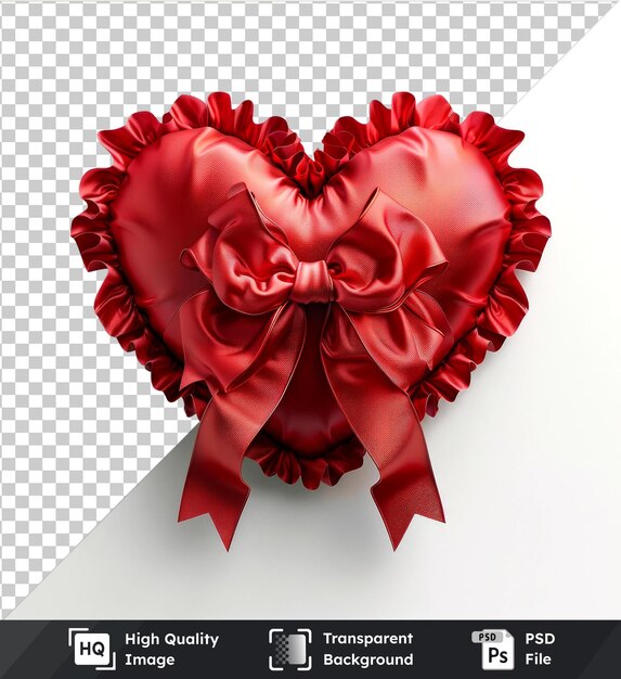 transparent psd picture red heart with bow isolated on transparent background