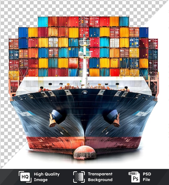 transparent psd picture sea container ship isolated on transparent background