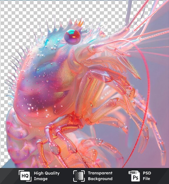 transparent psd picture shrimp on a blue background