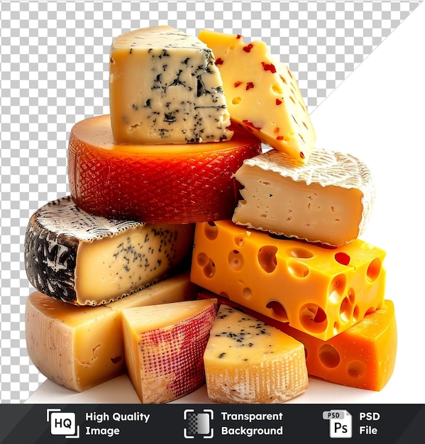 PSD transparent psd picture sliced various cheeses isolated on a transparent background