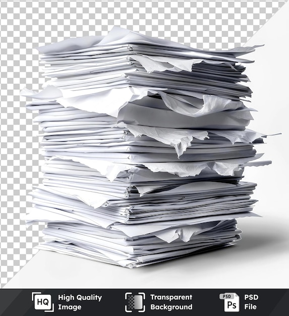 transparent psd picture stack of paper isolated on transparent background