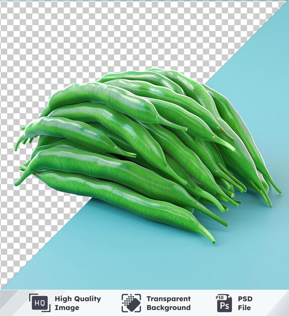 transparent psd picture string beans png psd images green beans on a blue background