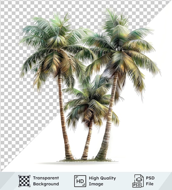 transparent psd picture tropical palm trees variety isolated on transparent background