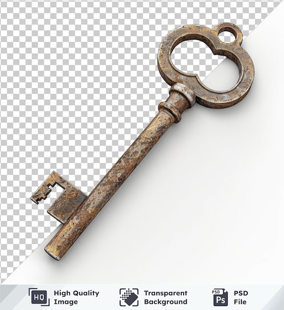 transparent psd picture vintage key isolated on transparent background