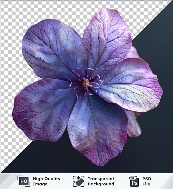 transparent psd picture violet flower on a black background