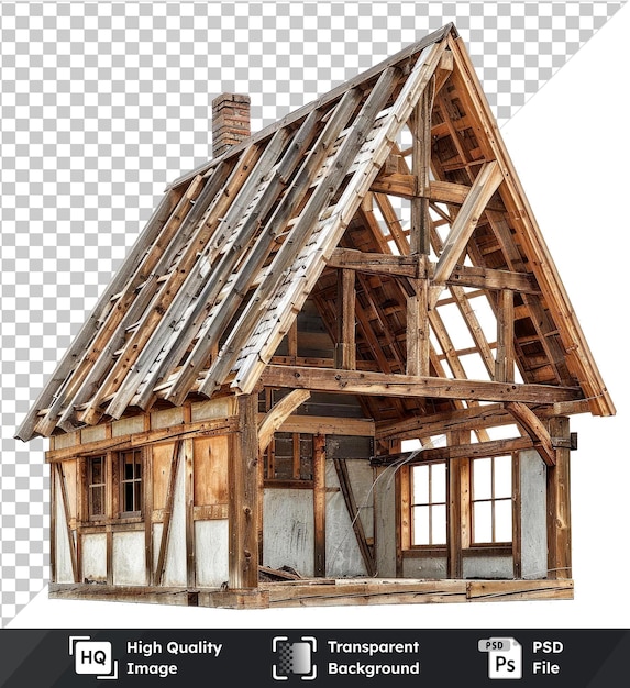 transparent psd picture wooden house frame isolated on a transparent background