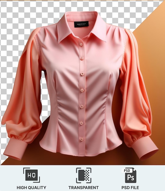 transparent psd a pink shirt with white buttons and a white and pink collar