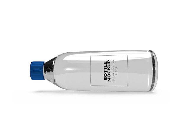 Transparent Water Bottle Mockup on a white background