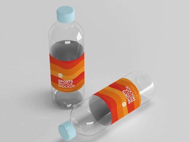 Transparent water bottle mockup