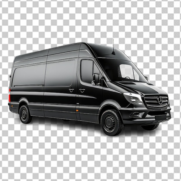 Transport black van on transparent background