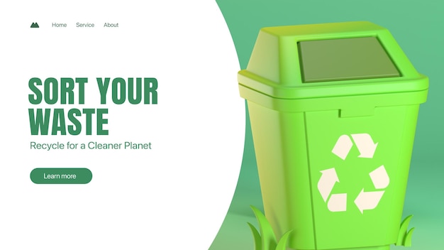 PSD trash bin sort your waste and recycle