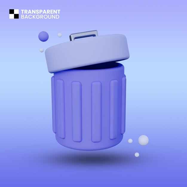 Trash Can 3D Icon Isolated