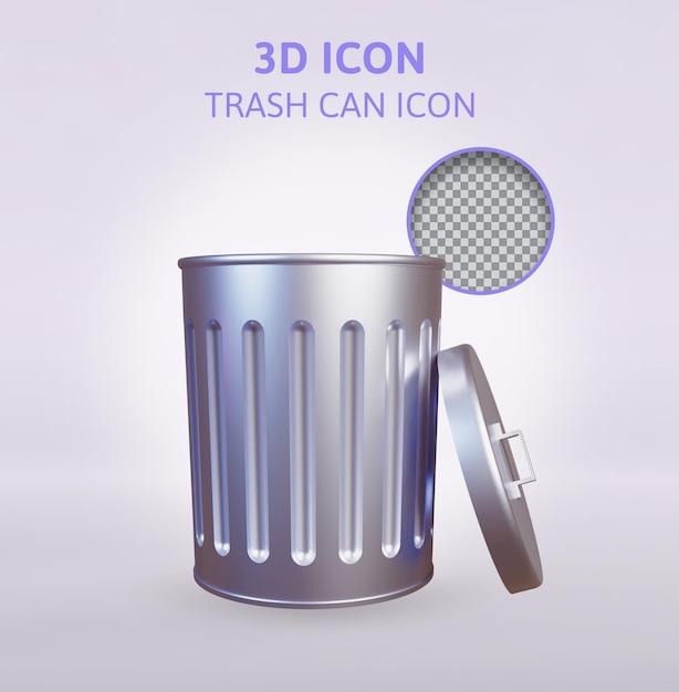 trash can 3d icon rendering illustration