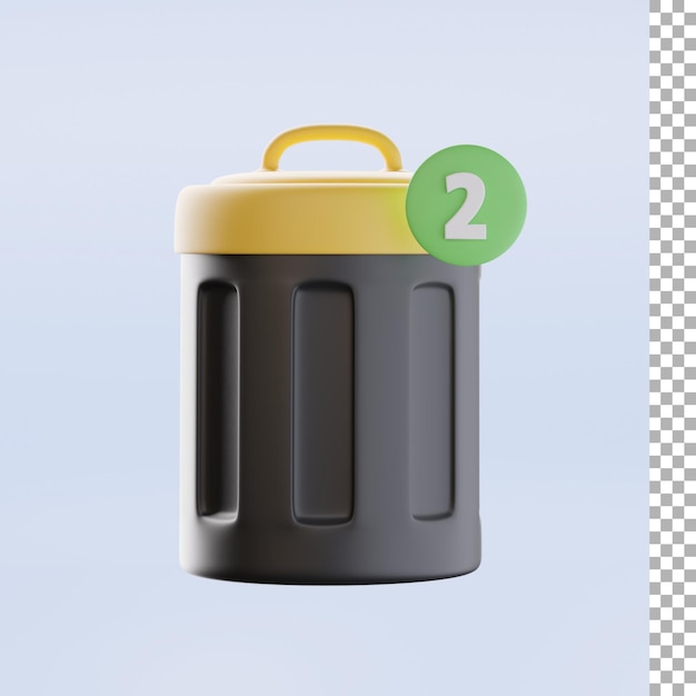 Trash Can And Two Notification 3d Icon