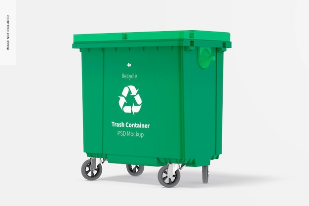 Trash Container Mockup, Left View