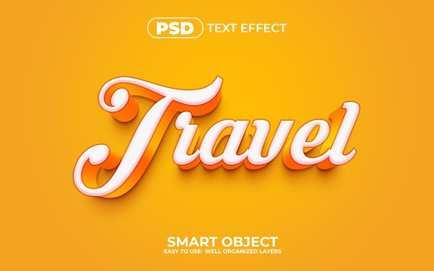 Travel 3d editable text effect style with background