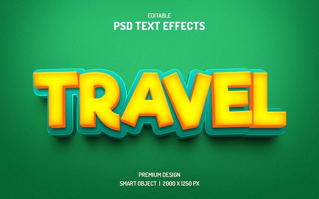 Travel 3d editable text effects mockup