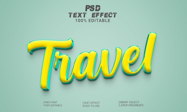 Travel 3d text effect style