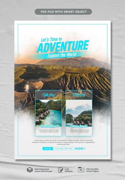 PSD travel ads promotional flyer template design