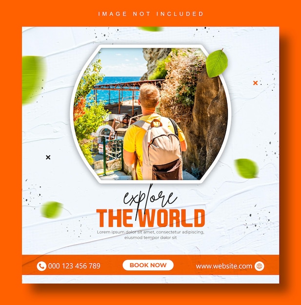 Travel agency banner social media flyer design template