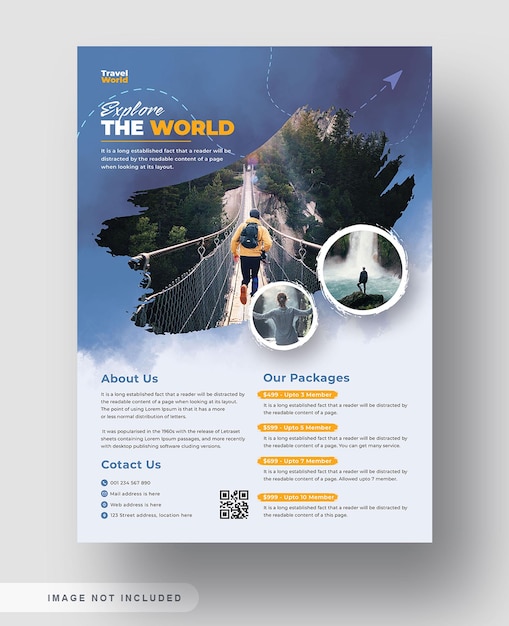 Travel agency or holiday explore world or business flyer template