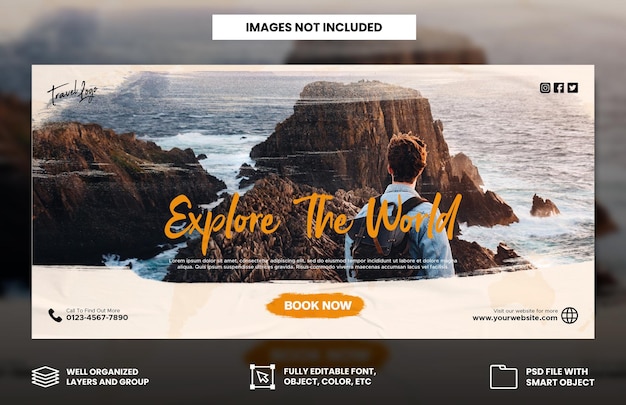 Travel agency holiday vacation facebook cover and web banner template