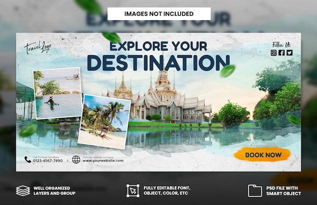 Travel agency holiday vacation facebook cover and web banner template