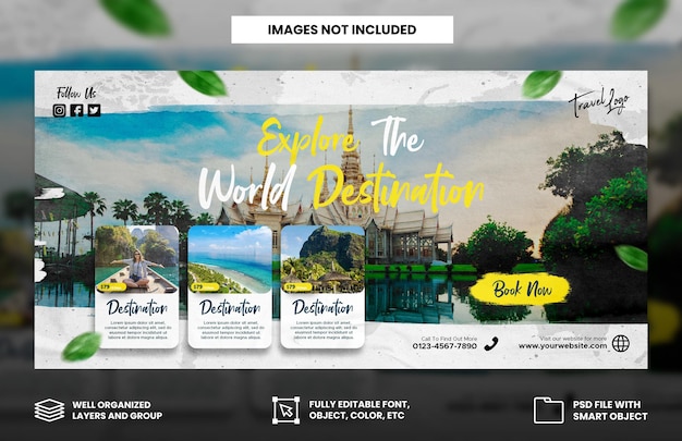 Travel agency holiday vacation facebook cover and web banner template