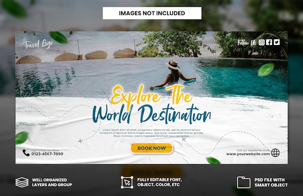 Travel agency holiday vacation facebook cover and web banner template