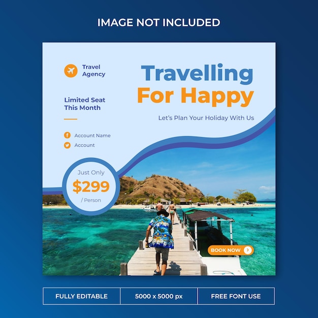 Travel agency instagram post social media template